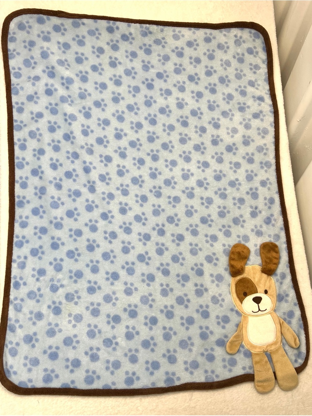 Koala Baby Brown Blue Paw Print 3D Puppy Dog Baby Security Blanket Lovey Fleece
